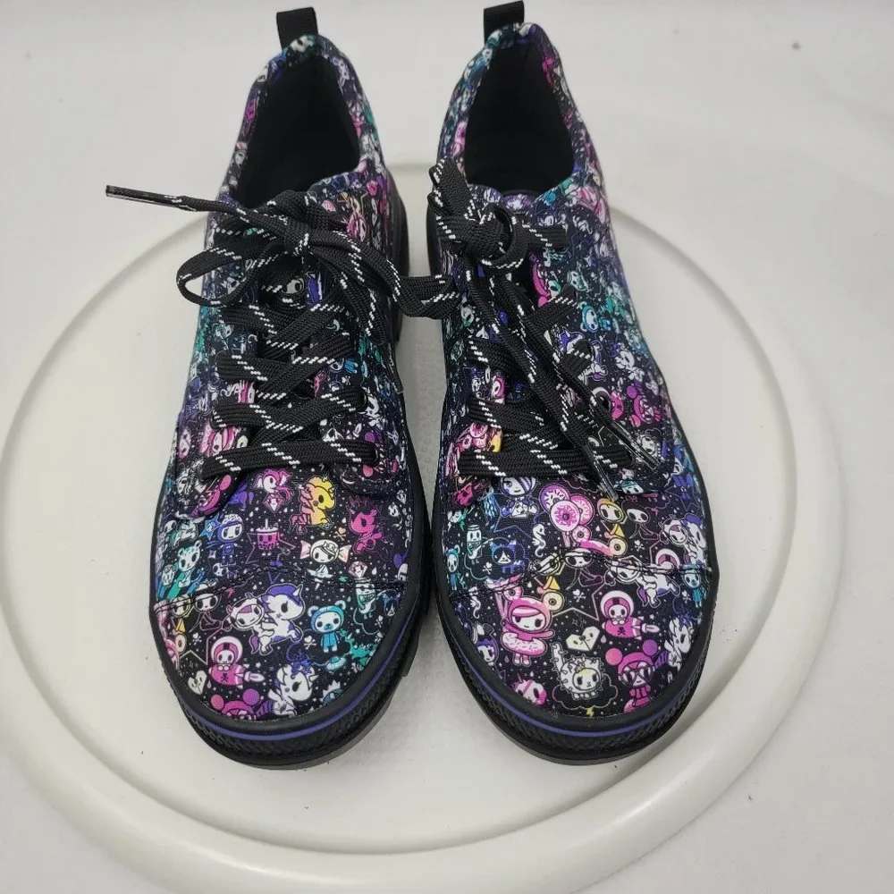 SKECHERS TOKIDOKI Womens 7.5 Shoes Roadies TOKIROADIE Black Multi Sneakers Cute - Picture 2 of 11